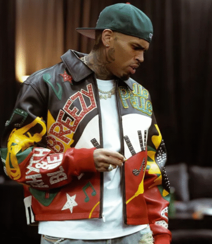 2026 Chris Brown R&B Tour Leather Bomber Jacket 1