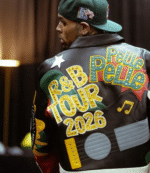 2026 Chris Brown R&B Tour Leather Bomber Jacket 2