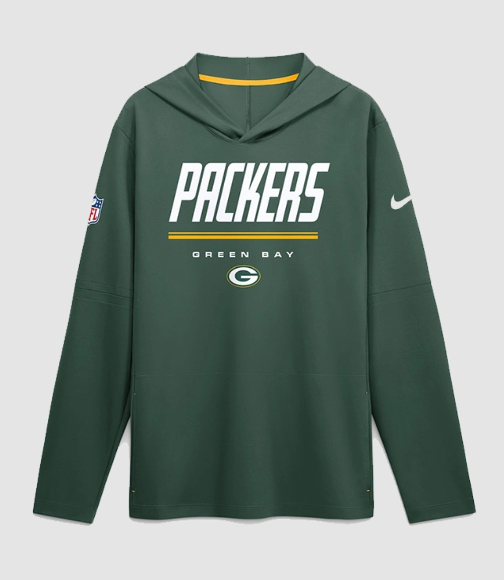 2026 Green Bay Packers Sideline Long Sleeve Hooded T-Shirt 2 2026 Green Bay Packers Sideline Long Sleeve Hooded T-Shirt 2
