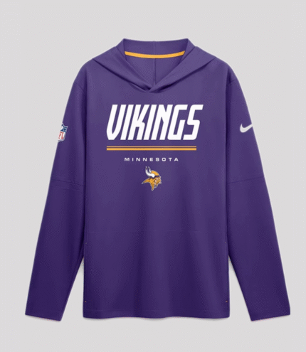 2026 Minnesota Vikings Sideline Long Sleeve Hooded T-Shirt 6