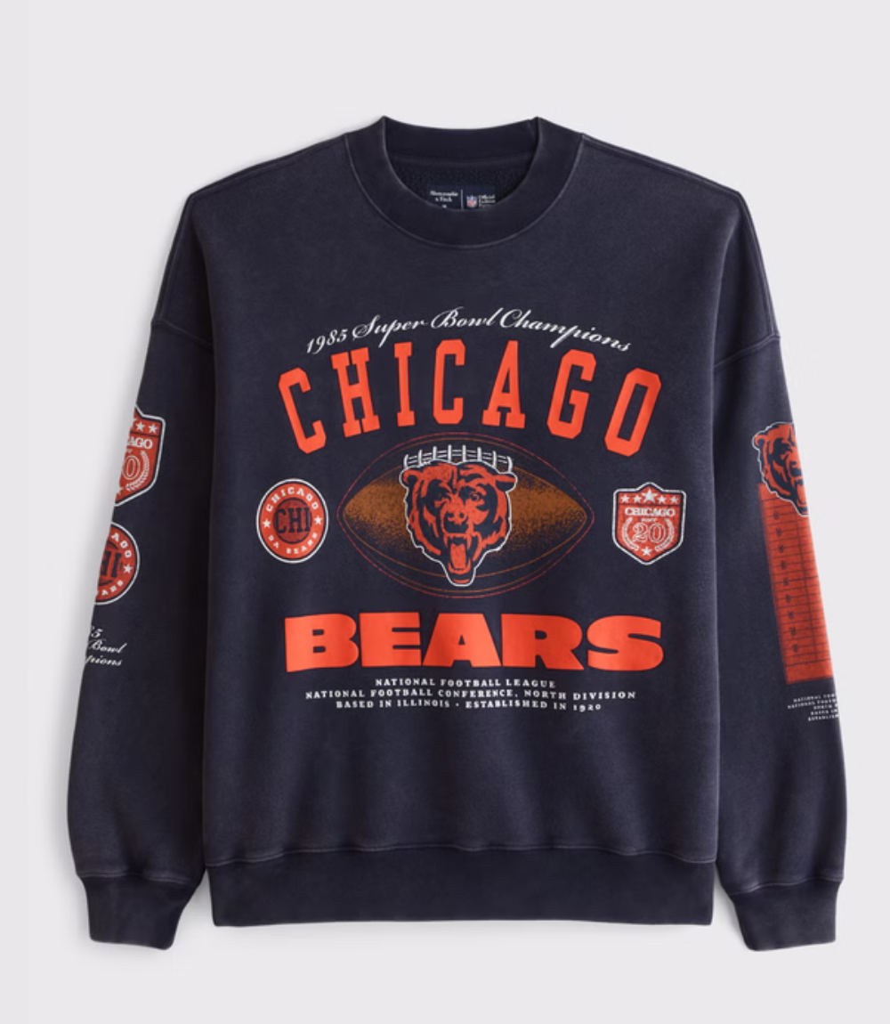 Abercrombie Chicago Bears Navy Fleece Sweatshirt 1 Abercrombie Chicago Bears Navy Fleece Sweatshirt 1
