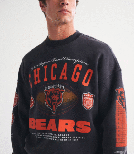 Abercrombie Chicago Bears Navy Fleece Sweatshirt 3