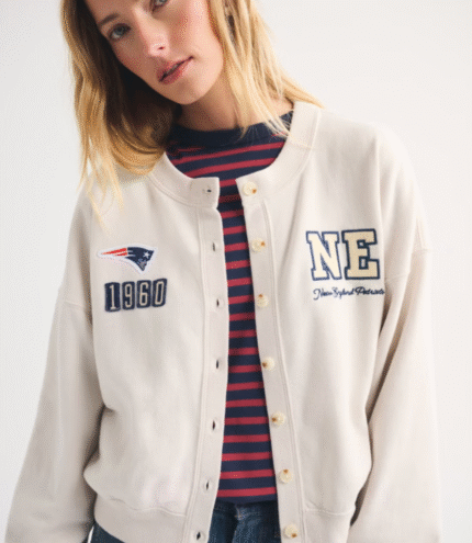 Abercrombie New England Patriots Sunday Shrunken Cardigan Jacket 1