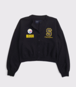Abercrombie Pittsburgh Steelers Sunday Shrunken Cardigan Jacket 1