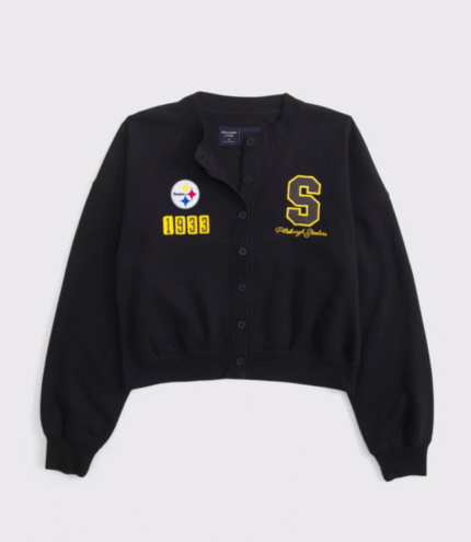 Abercrombie Pittsburgh Steelers Sunday Shrunken Cardigan Jacket 1