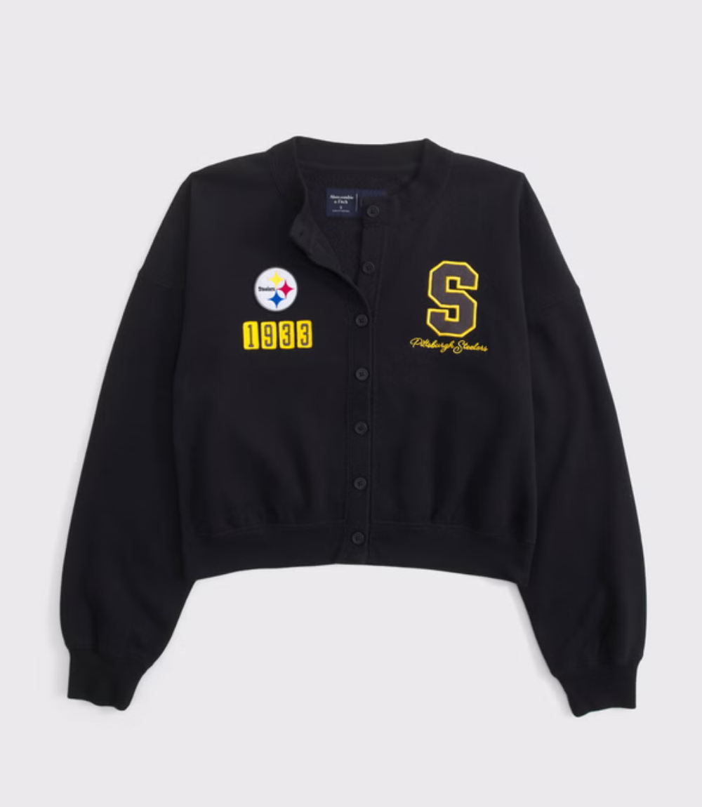 Abercrombie Pittsburgh Steelers Sunday Shrunken Cardigan Jacket 1 Abercrombie Pittsburgh Steelers Sunday Shrunken Cardigan Jacket 1
