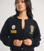 Abercrombie Pittsburgh Steelers Sunday Shrunken Cardigan Jacket 3