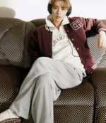 BTS TAEHYUNG x Champion Brown Varsity Jacket 2