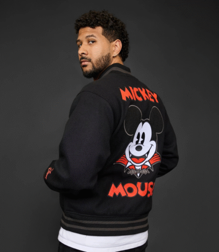 Disney Mickey Mouse Vampire Black Varsity Jacket 6
