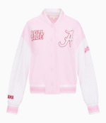 Fanatics x LoveShackFancy Collegiate Pink Varsity Jacket 1