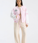 Fanatics x LoveShackFancy Miami Collegiate Pink Varsity Jacket 3