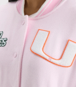 Fanatics x LoveShackFancy Miami Collegiate Pink Varsity Jacket 5