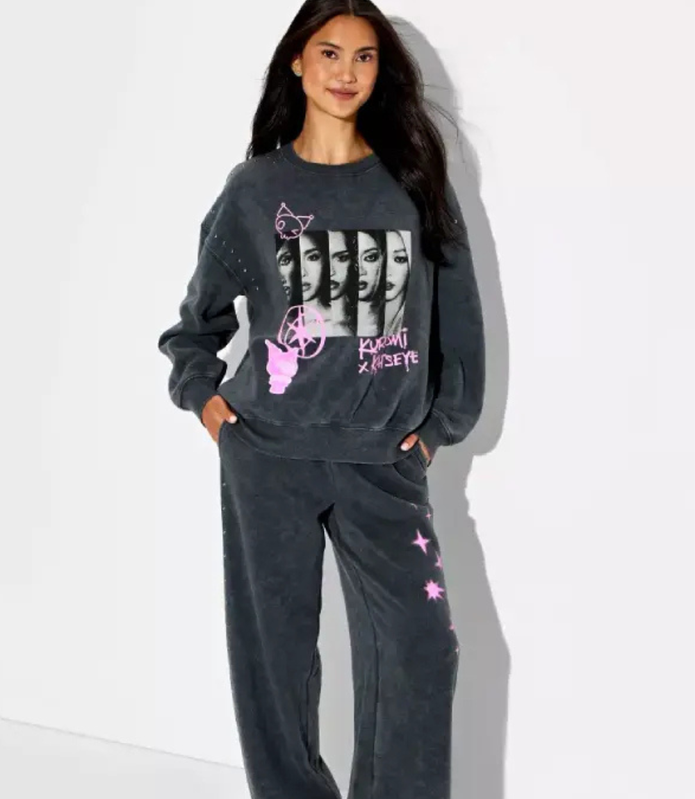 Kuromi x Katseye Black Sweatshirt 3 Kuromi x Katseye Black Sweatshirt 3