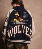 Mickey Mouse Wolves Club Rudy Navy Letterman Jacket 2
