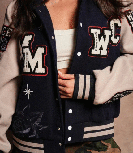 Mickey Mouse Wolves Club Rudy Navy Letterman Jacket 5