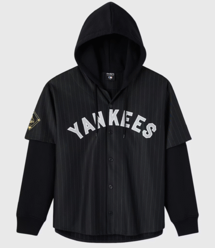 OVO x MLB Black Jersey Button-Up Hoodie 1