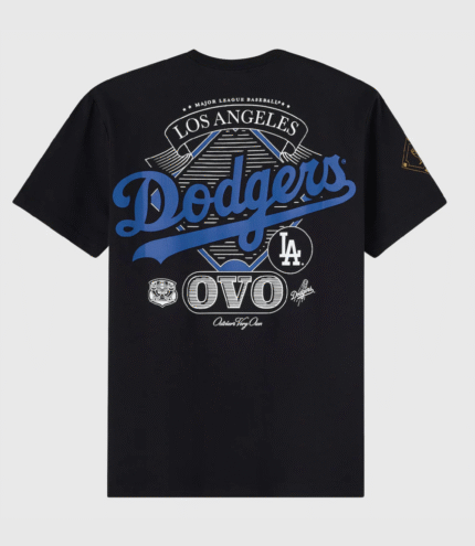 OVO x MLB Los Angeles Dodgers Black T-Shirt 2