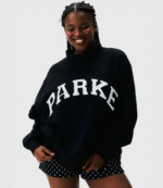Parke Polka Dot Letter Varsity Mockneck Sweatshirt 6