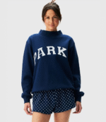 Parke Polka Dot Letter Varsity Mockneck Sweatshirt 8