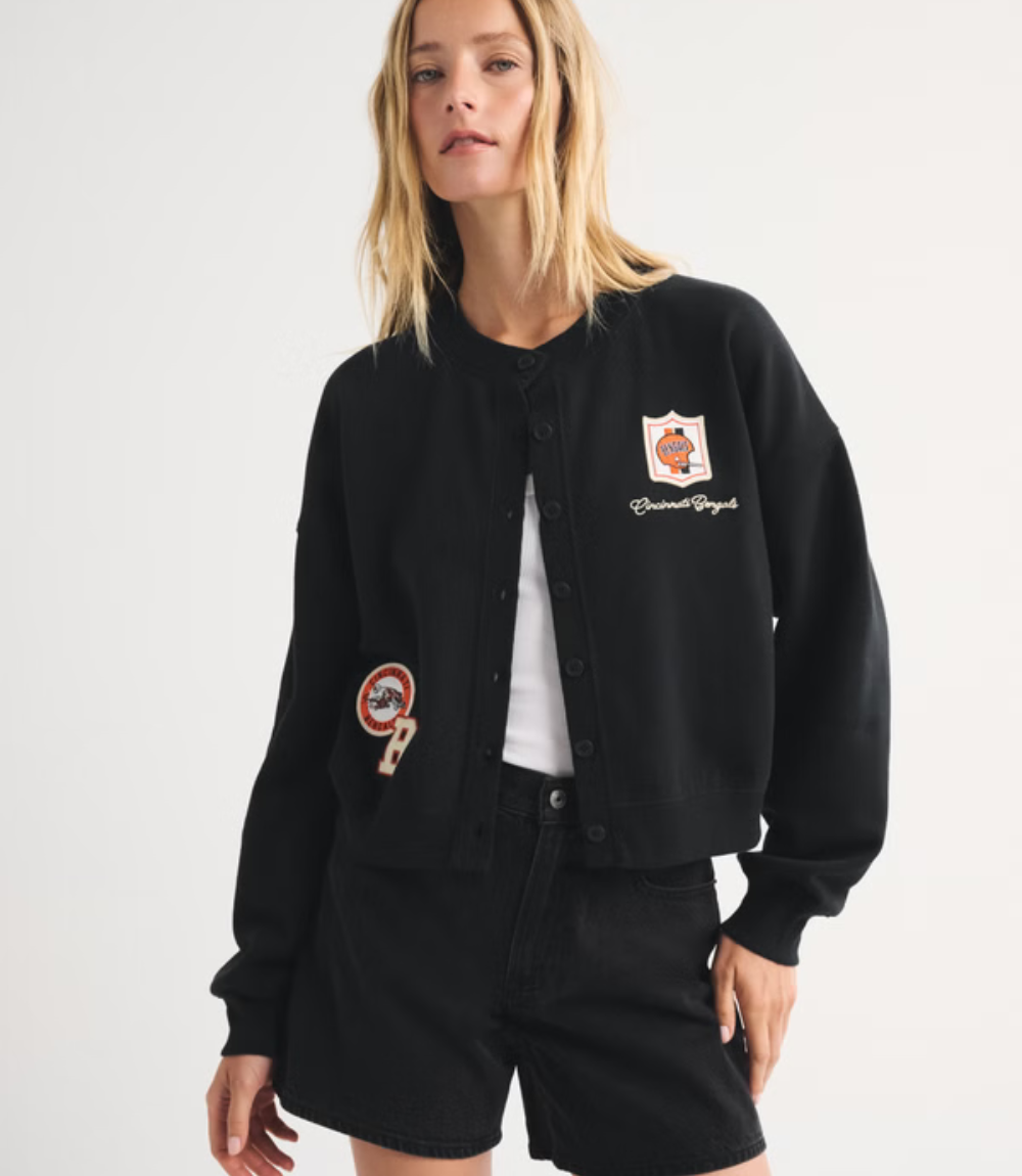 Abercrombie Cincinnati Bengals Sunday Shrunken Cardigan Jacket 1 Abercrombie Cincinnati Bengals Sunday Shrunken Cardigan Jacket 1