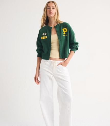 Abercrombie Green Bay Packers Sunday Shrunken Cardigan Jacket 1