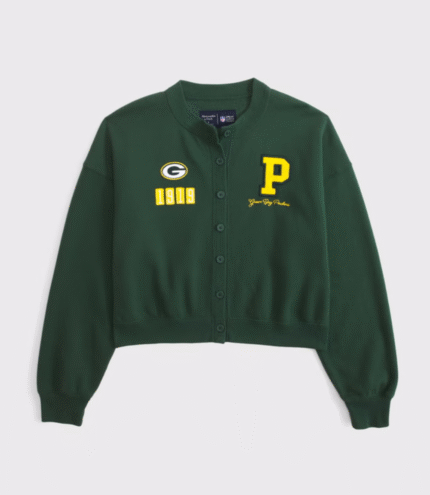 Abercrombie Green Bay Packers Sunday Shrunken Cardigan Jacket 3