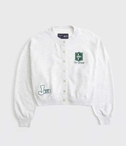 Abercrombie New York Jets Sunday Shrunken Cardigan Jacket 2