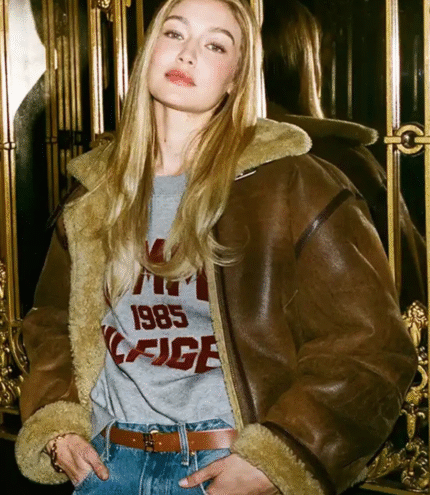 Gigi Hadid Tommy Hilfiger Aviator Jacket 1