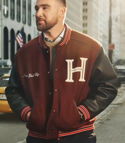 Travis Kelce Tommy Hilfiger Mixed-Media Varsity Jacket 2