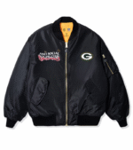 Green Bay Packers ASSC x NFL Black MA-1 Full-Zip Blossom Bomber Jacket 2