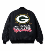 Green Bay Packers ASSC x NFL Black MA-1 Full-Zip Blossom Bomber Jacket 3