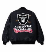Las Vegas Raiders ASSC x NFL Black MA-1 Full-Zip Blossom Bomber Jacket 3