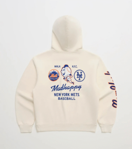 New York Mets Madhappy Baseball Cream Hoodie 3