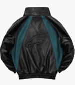 Philadelphia Eagles Black Leather Kru Track Jacket 3