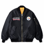 Pittsburgh Steelers ASSC x NFL Black MA-1 Full-Zip Blossom Bomber Jacket 1