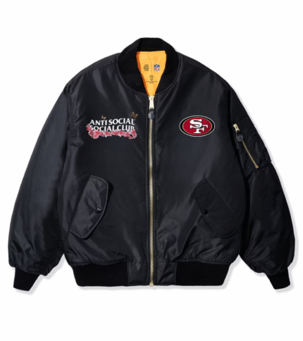 San Francisco 49ers ASSC x NFL Black MA-1 Full-Zip Blossom Bomber Jacket 2